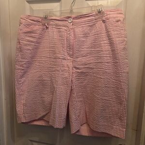 Talbots Pink and White Striped Seersucker Shorts